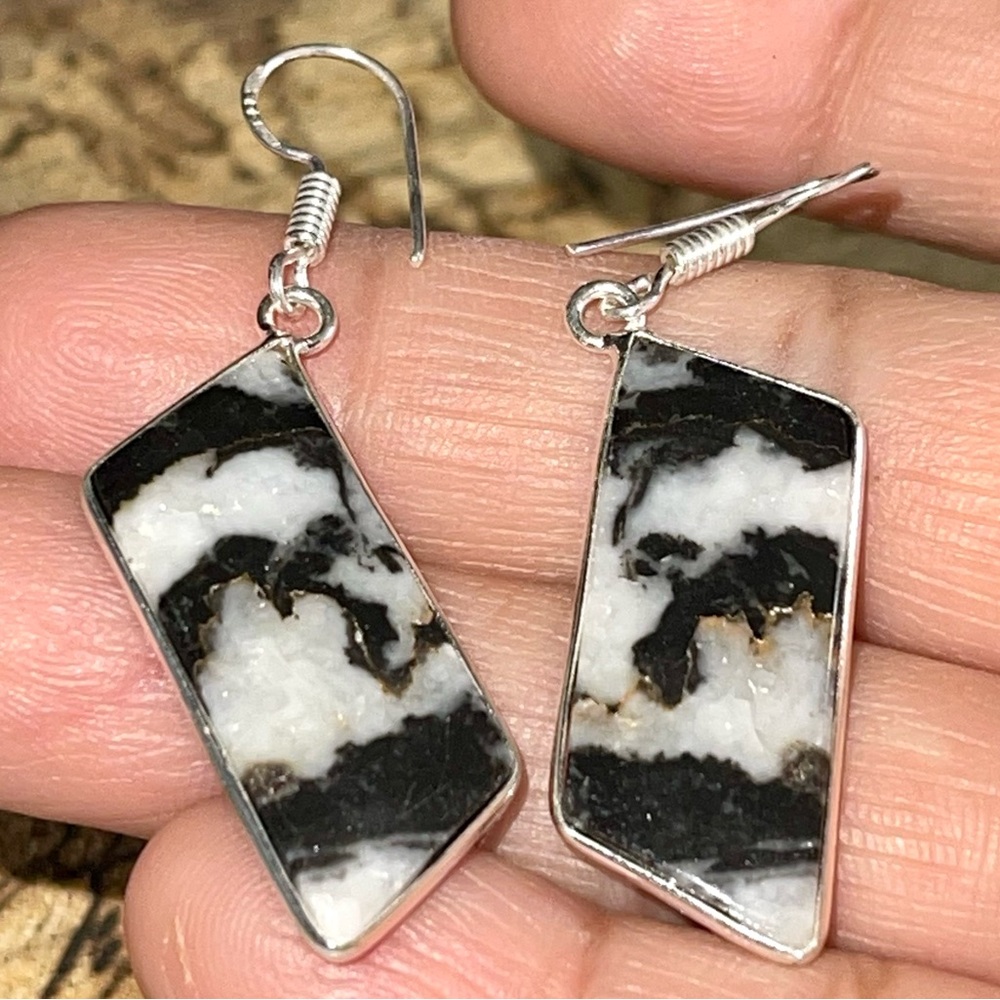 White Buffalo Turquoise Earrings 2” - Picture 4 of 13